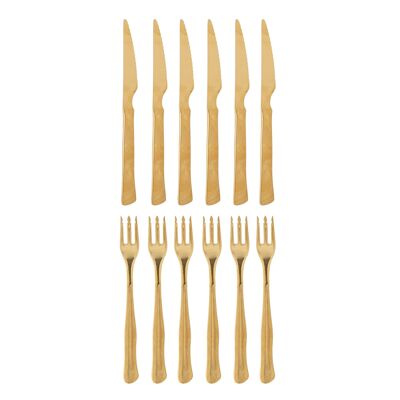 Posate da bistecca Ollin, confezione multipla, oro, acciaio inossidabile - (K:L22/F:L20xW2 cm, set da 12)