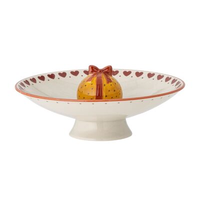 Jolly Pedestal Bowl, Red, Stoneware - (D24xH11,5 cm)