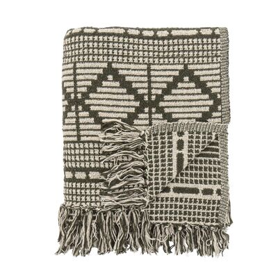 Gutte Throw, Green, Recycled Cotton - (L160xW130 cm)