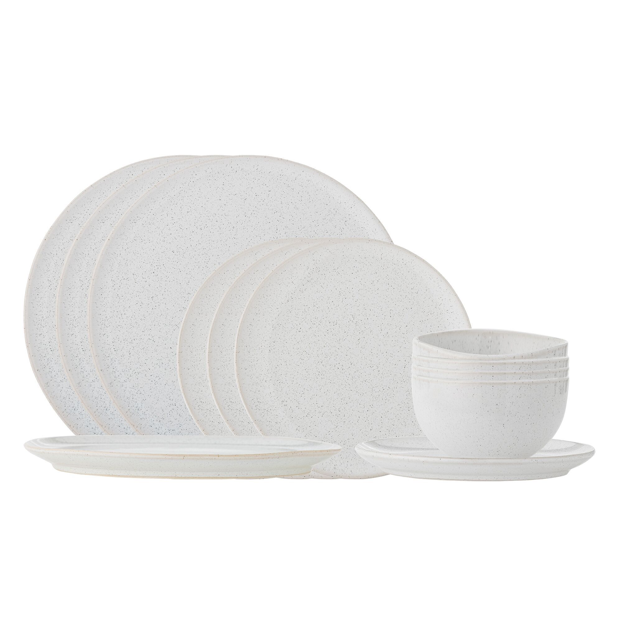 Addison Dinnerware Set, Bianco, Gres - (L:P13xH7/P:P20xH2/P:P26,5x2,5 cm, Set di 4x3 Articoli)
