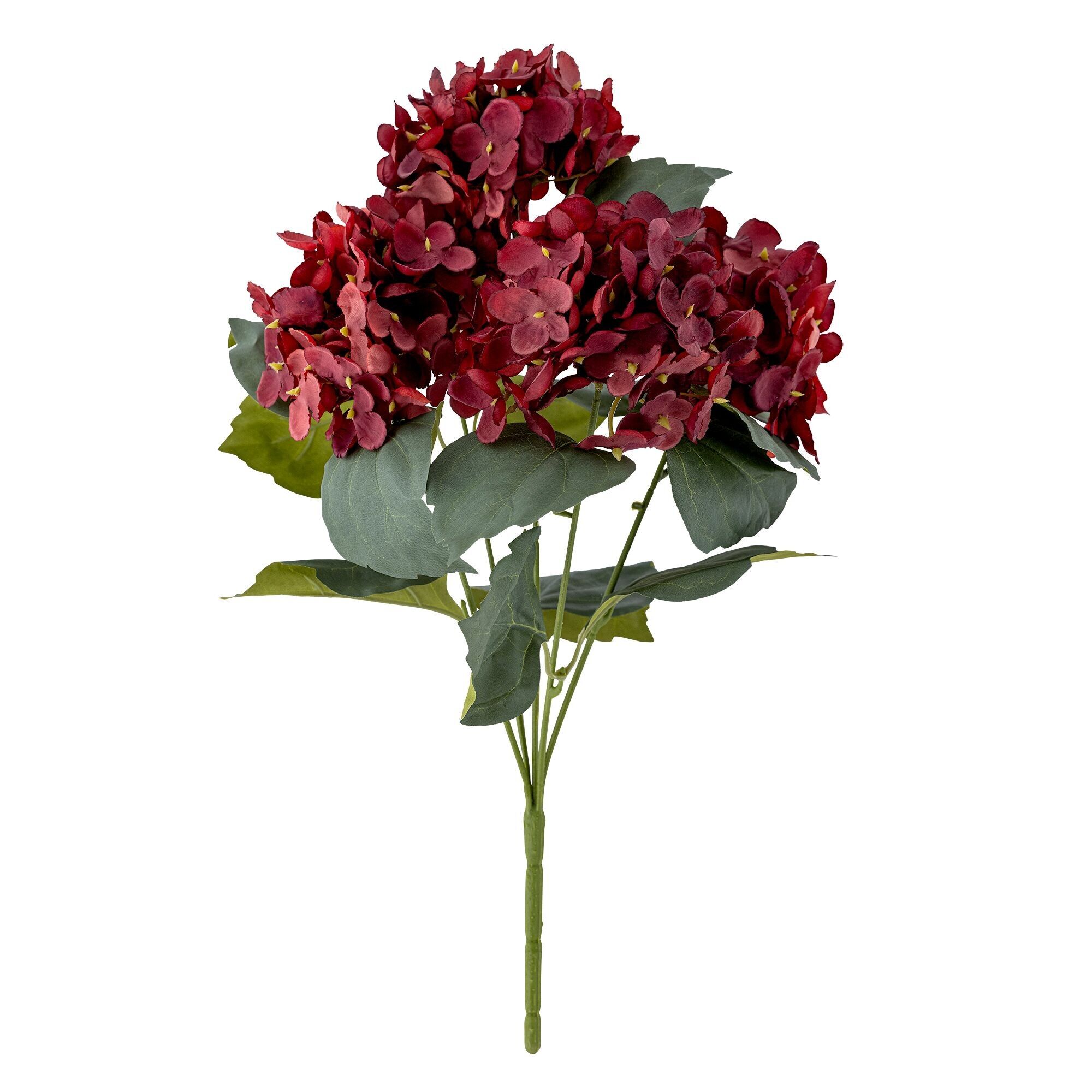 Stelo di ortensia, rosso, fiori artificiali - (D30,5xH38 cm)