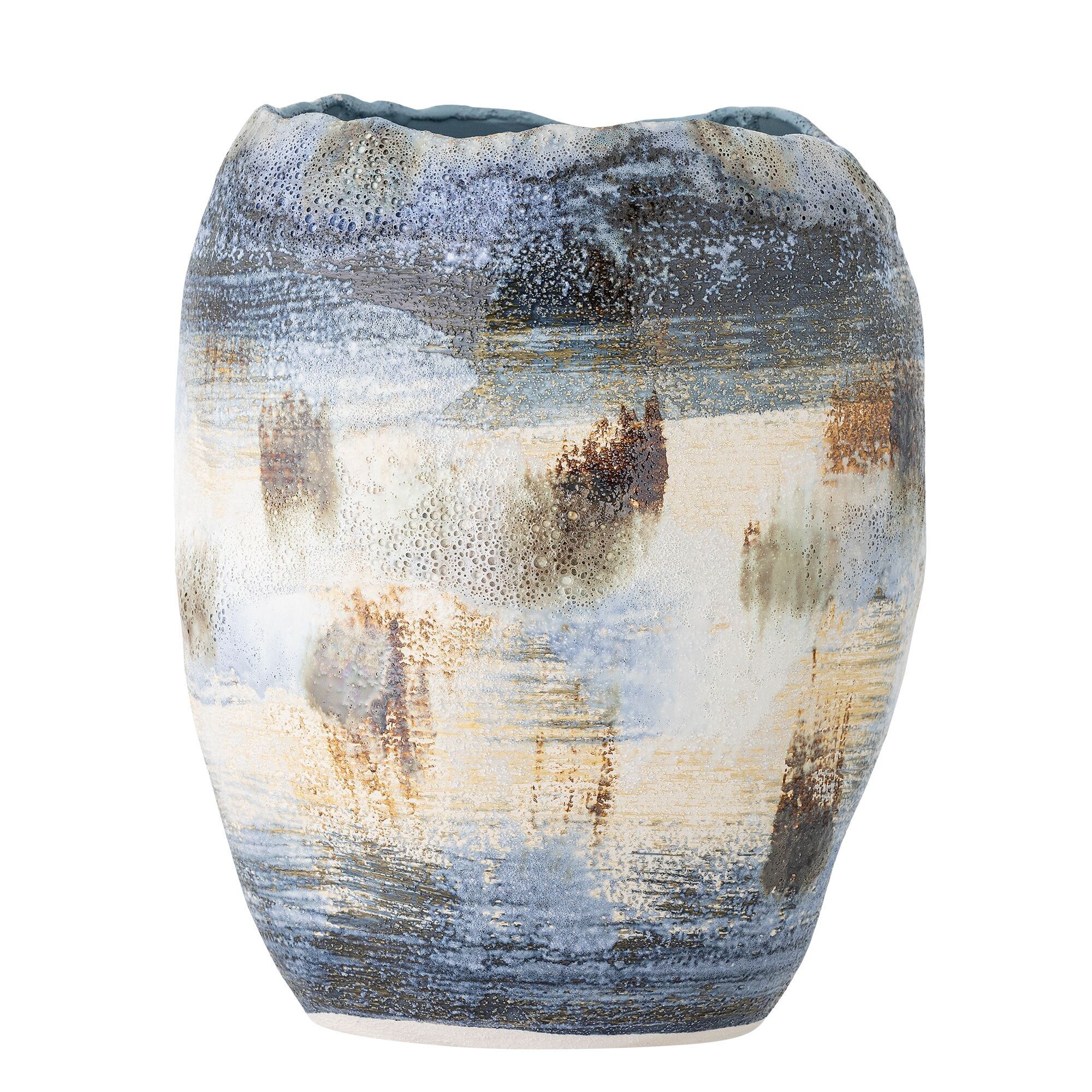 Nienna Vase, Blau, Steingut - (T25,5xH31 cm)