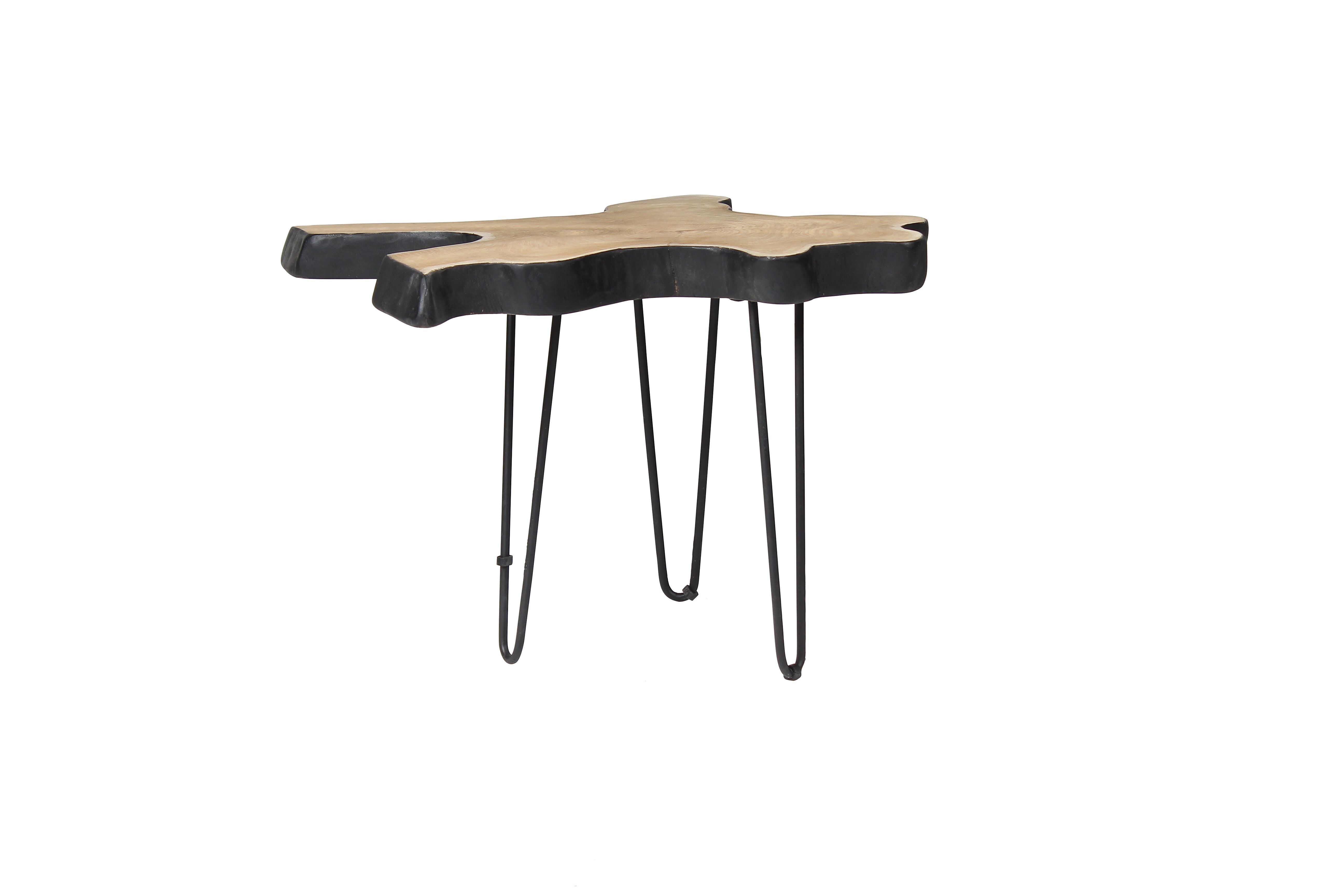 COMPLEMENTO MOBILI IN TEAK CONTORNO NERO E PIEDI IN METALLO NERO 70X40XH45CM PRETO