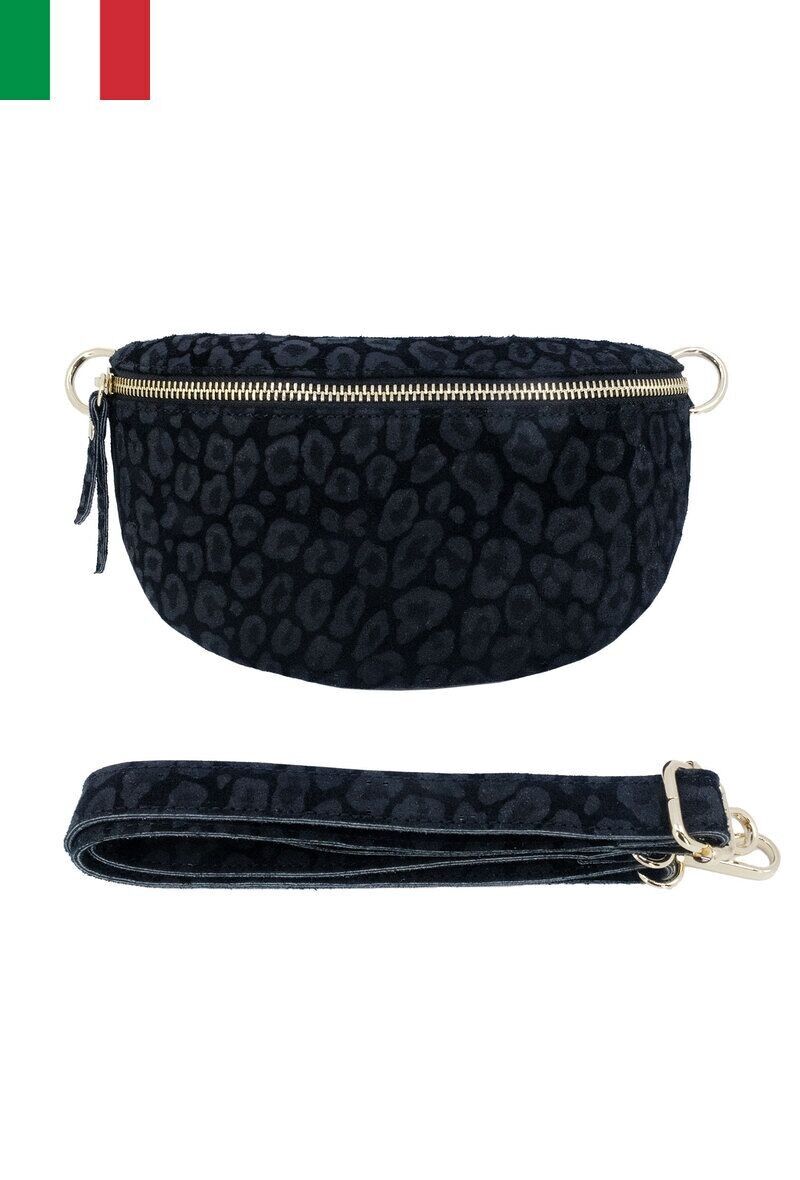 Sac banane en cuir daim impression léopard IT2313-LEOPARD