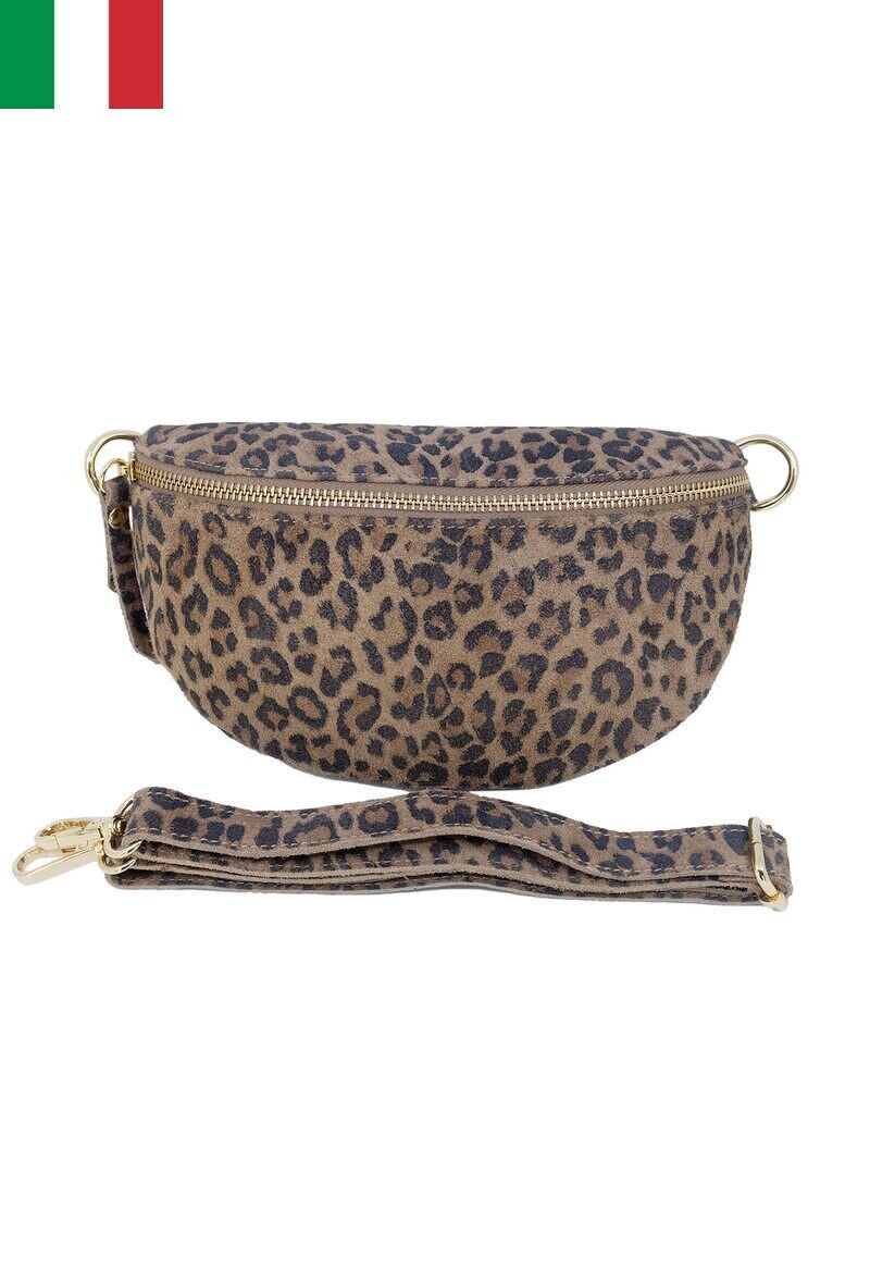Sac banane en cuir daim impression léopard IT2313-LEOPARD
