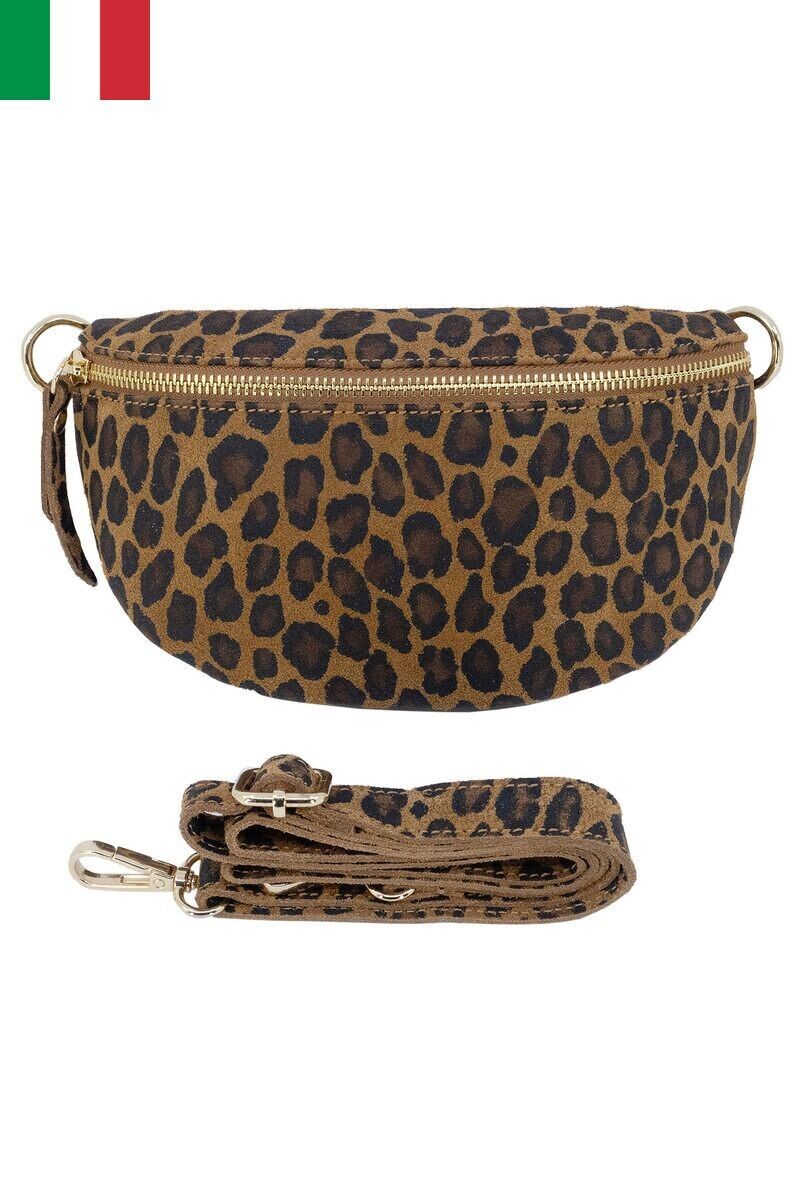 Sac banane en cuir daim impression léopard IT2313-LEOPARD