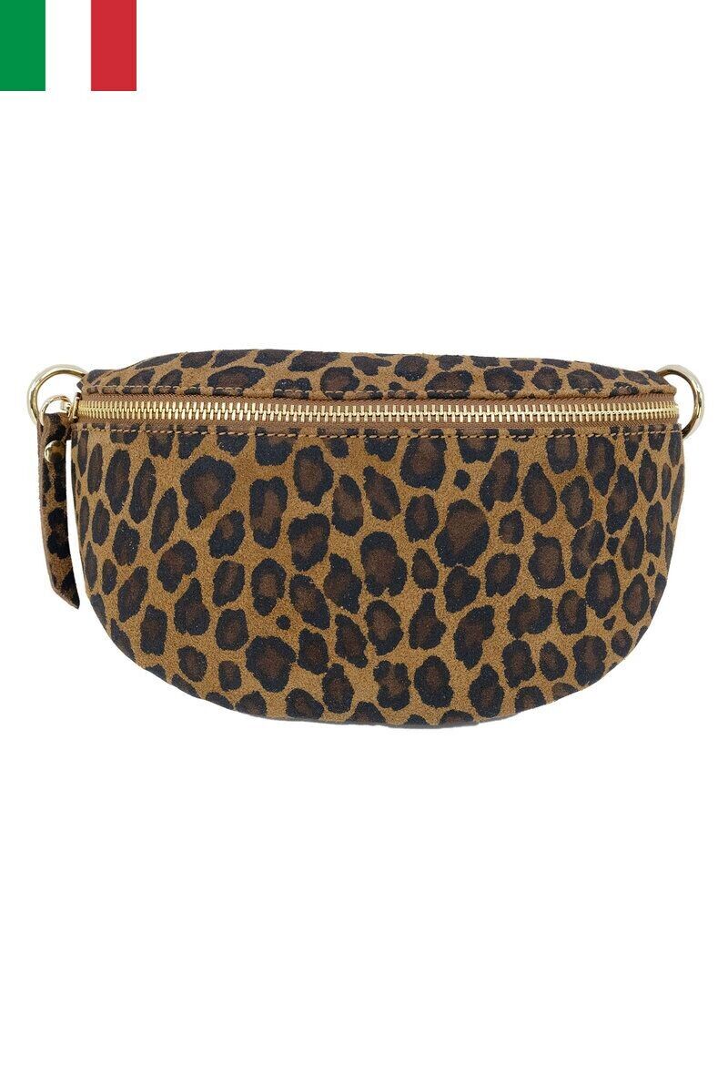 Sac banane en cuir daim impression léopard IT2313-LEOPARD