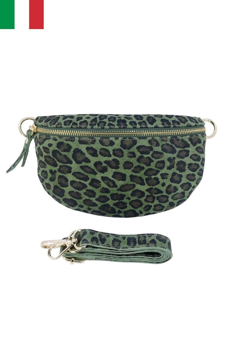 Sac banane en cuir daim impression léopard IT2313-LEOPARD