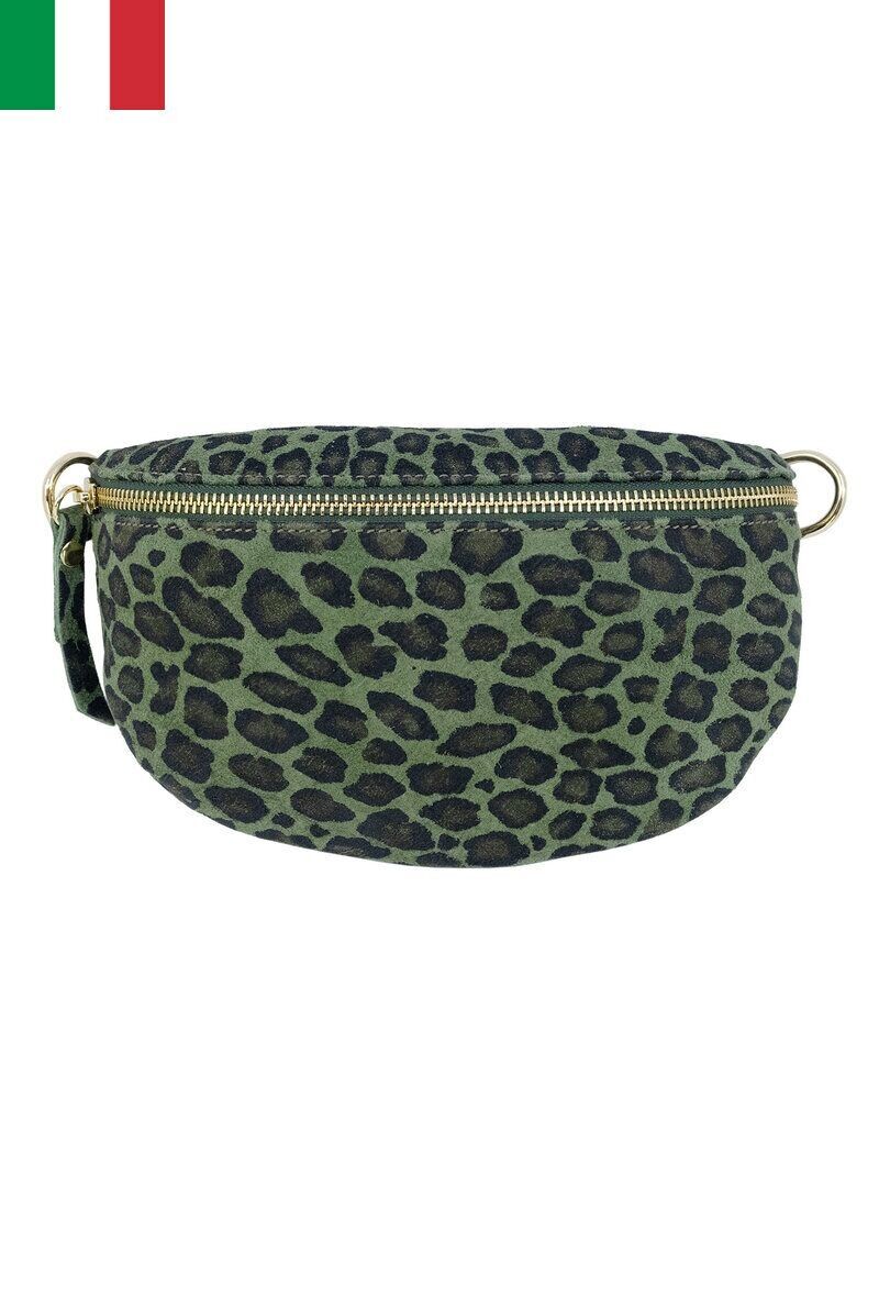 Sac banane en cuir daim impression léopard IT2313-LEOPARD