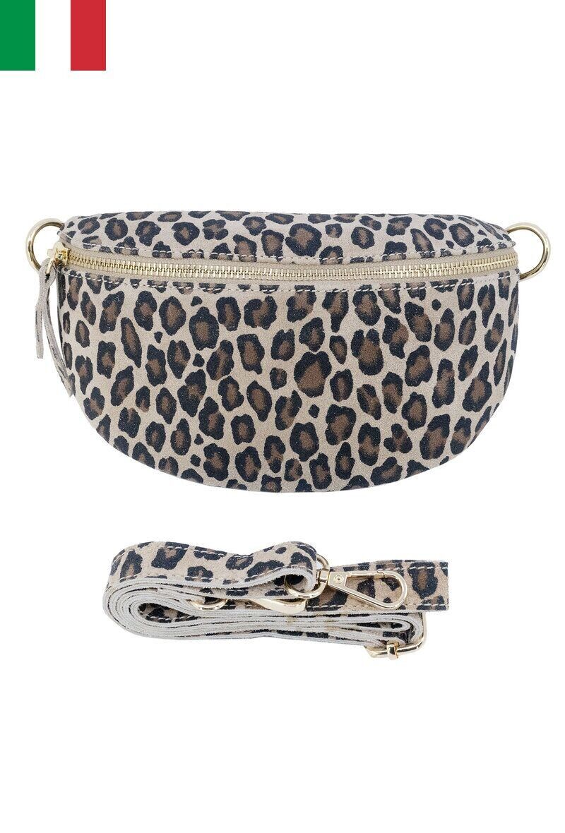 Sac banane en cuir daim impression léopard IT2313-LEOPARD