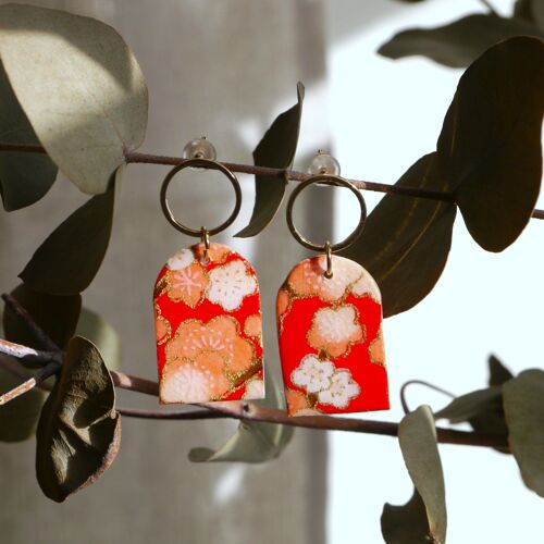 Boucles d'oreilles en papier japonais - Aachi - Rouge