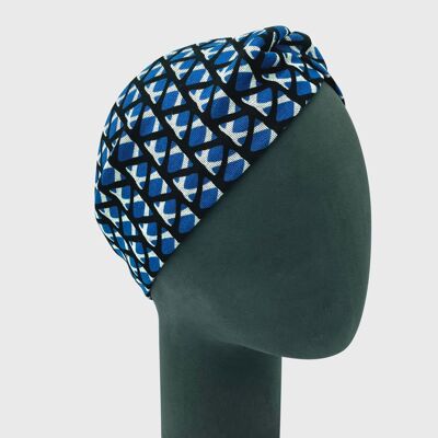 Bandeau avec motif torsadé en jersey point de Rome bleu | Fabriqué à Vienne, dans l'UE