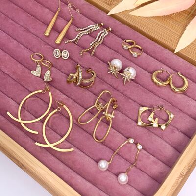 Set de 12 pendientes de acero inoxidable sin display SET86