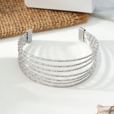 Bracciale aperto in argento a più fili
