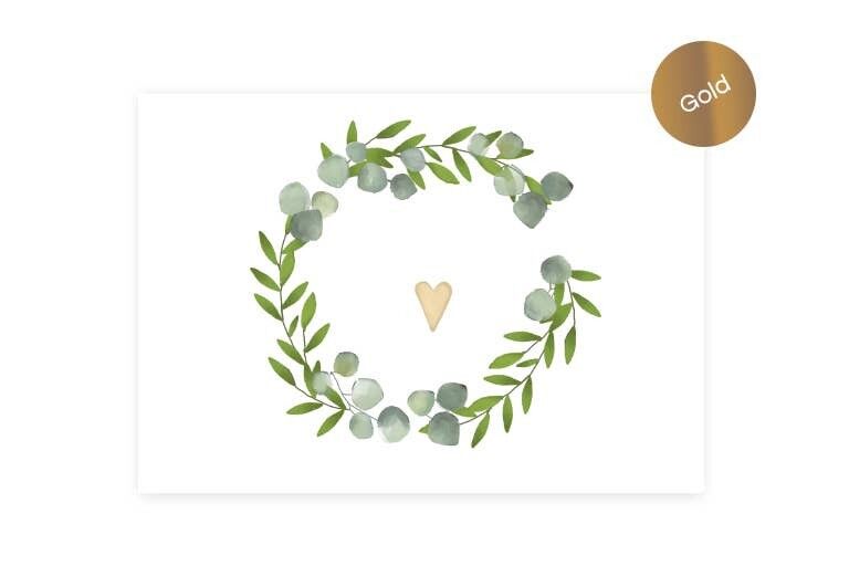 Coeur de couronne de mariage | Carte pliante | Mariage
