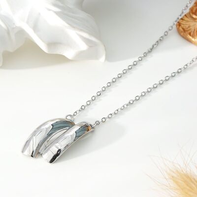 Collana in Argento con Ciondolo a Fasce Doppie Curve Lucide