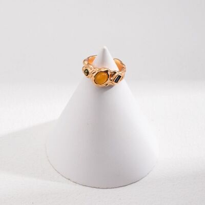 Ring inlaid with multi-colored zircons - Clarisse
