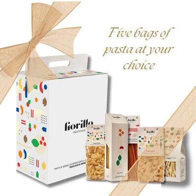 Caja de regalo con 5 (cinco) bolsas de pasta a tu elección