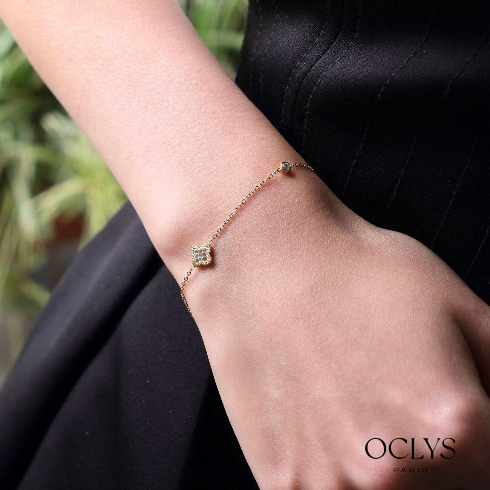 Bracciale in acciaio inossidabile con fiore di strass oro Cicilia