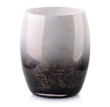 Vase tonneau Cristie noir-blanc-or 1