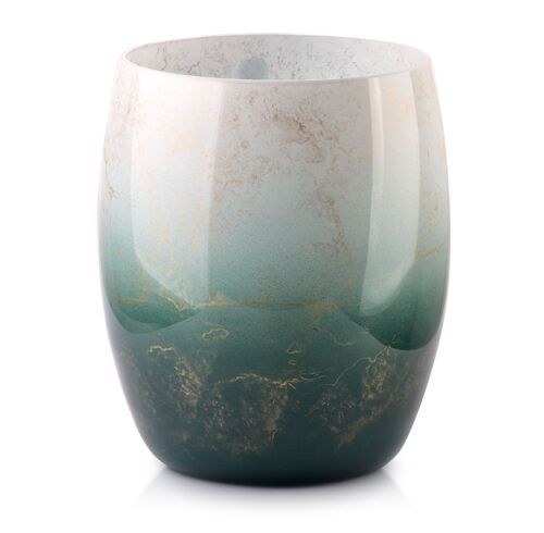 Cristie vase green and white barrel-OX3432