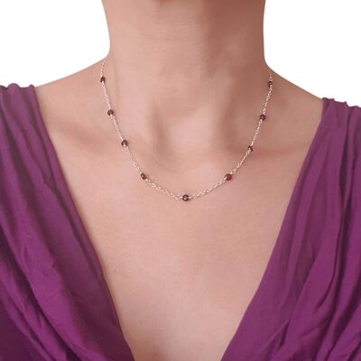 Garnet Necklace in Sterling Silver 925