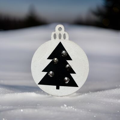 Étiquette cadeau édition Noir & Blanc « Sapin de Noël »