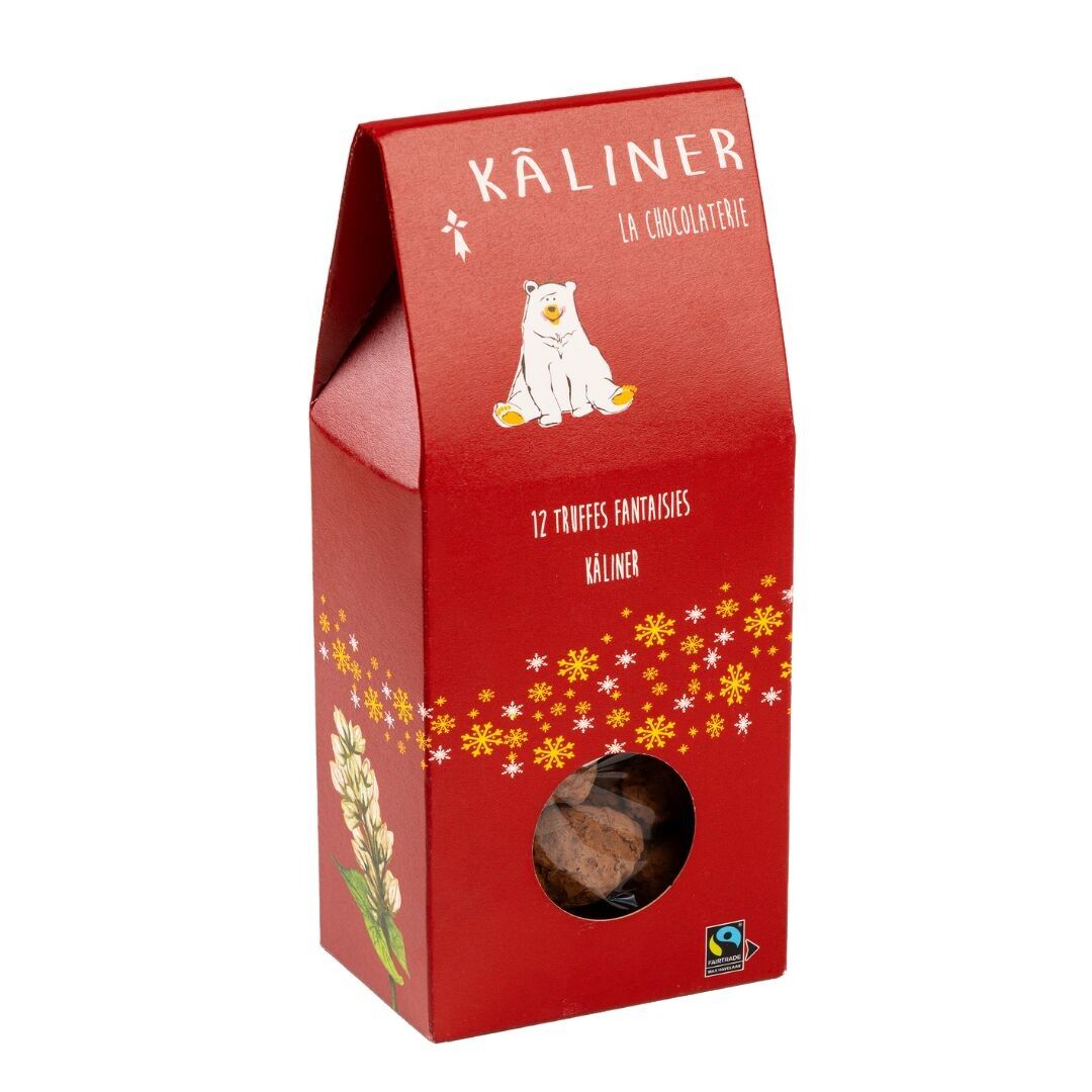 Pagoda di 12 tartufi fantasia, vaniglia Bourbon – Cioccolato biologico, vegano, senza allergeni 140 g | Kâliner