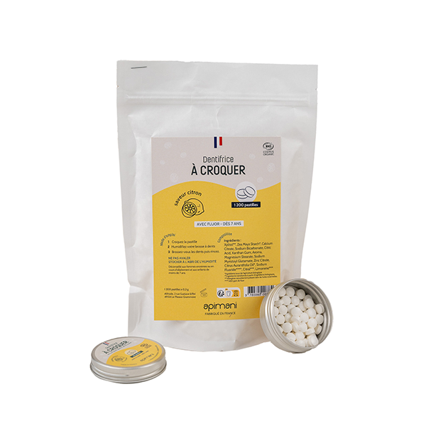 Refill pack of 1200 chewable toothpaste tablets - lemon
