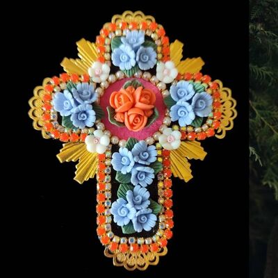 Broche cruzado floral - joyería de alta gama