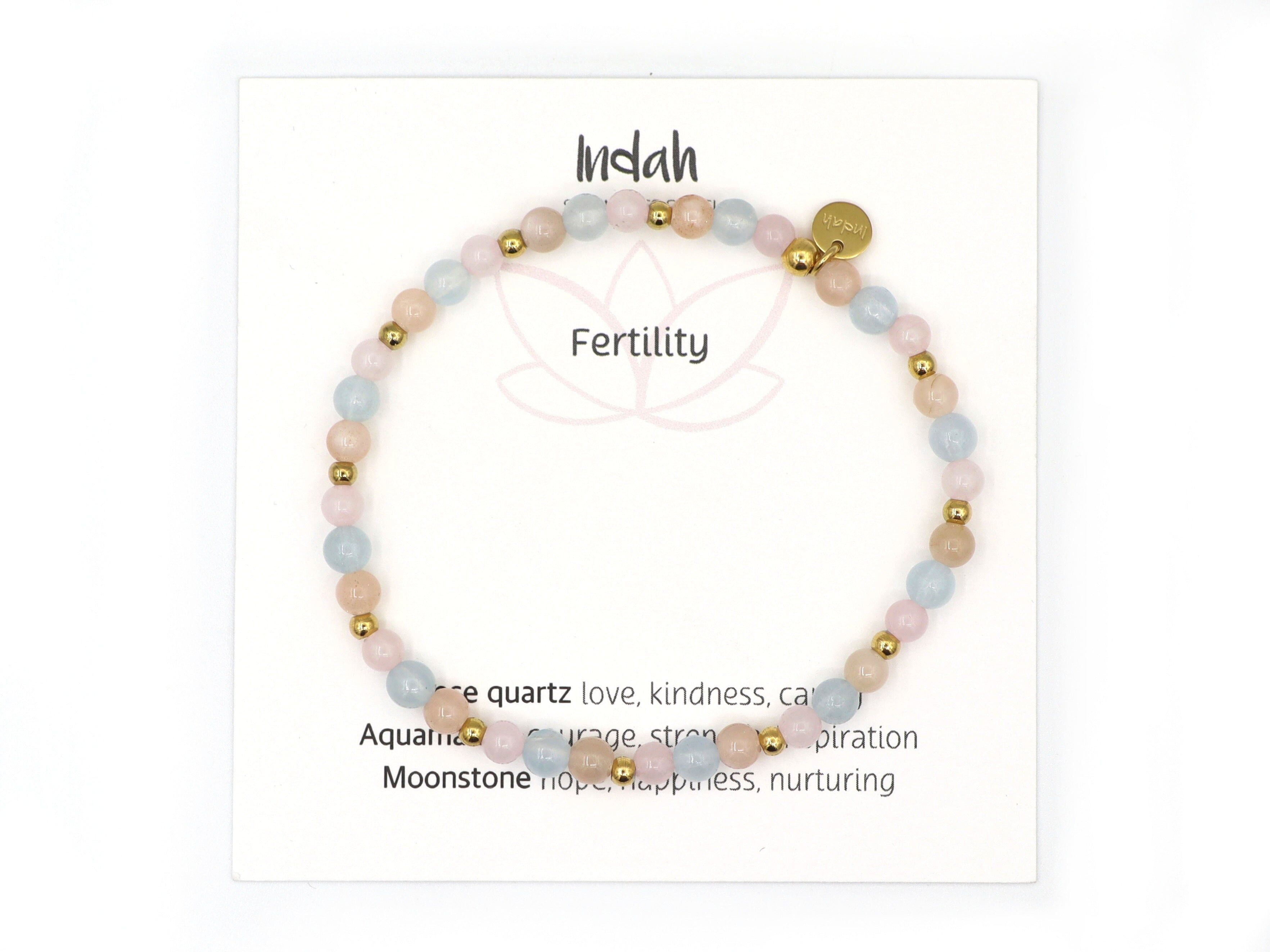 Bracciale in pietra naturale della fertilità, argento e oro