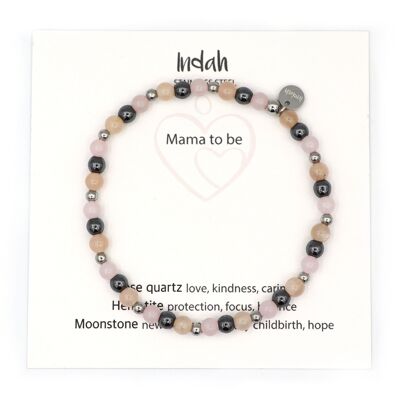 Bracelet en pierre naturelle, future maman, argent et or