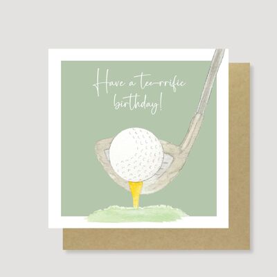 Biglietto di auguri di compleanno per il golf (verde)
