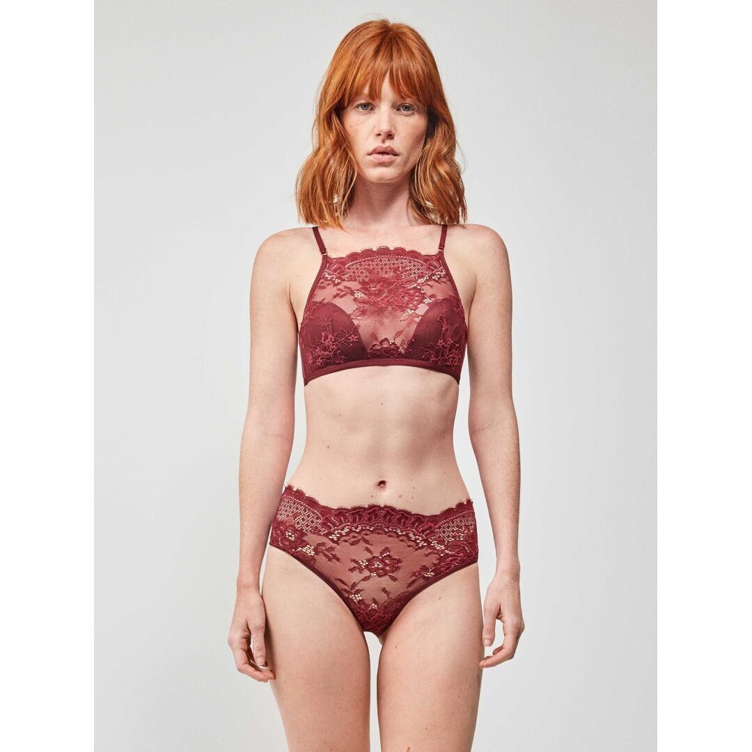 Slip a vita alta in tessuto di pizzo - 2/10100B BURGUNDY