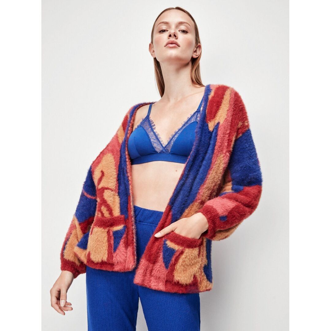 Cardigan oversize in jaquard ultra morbido con maniche a sbuffo - 2/20054U STAMPATO