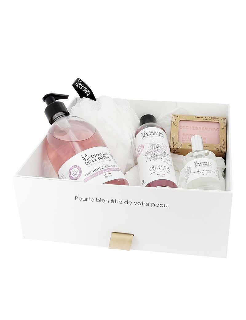 Set regalo Wild Orchid: sapone per le mani 500 ml / gel doccia 250 ml / 1 sapone profumato 100 g / 1 eau de toilette 50 ml / fiore doccia