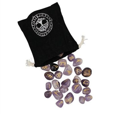 Amethyst Rune Viking with Velvet Bag 25 Pcs