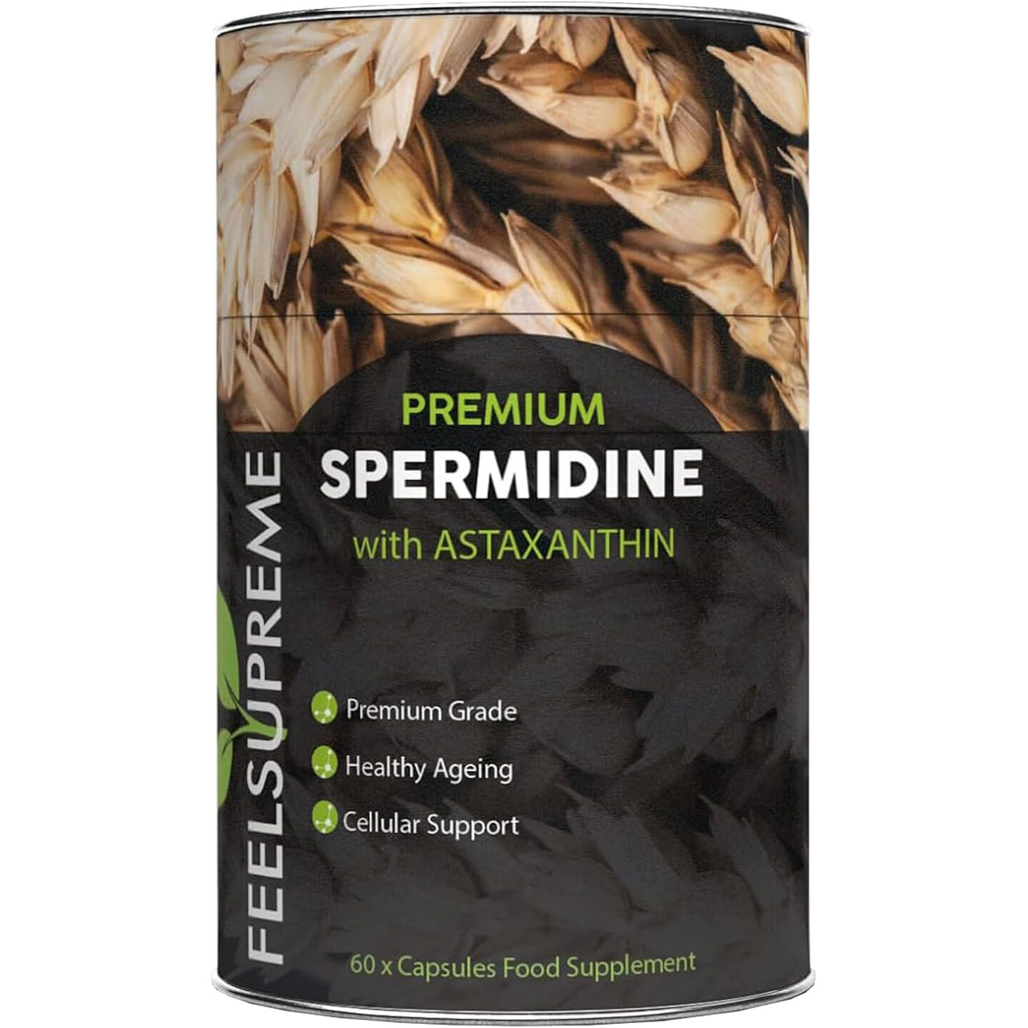 Feel Supreme Spermidine & Astaxanthin Complex | Antioxidant & Immune Support | Supports Cellular Health, Longevity & Skin Elasticity | 60 Vegan Capsules
