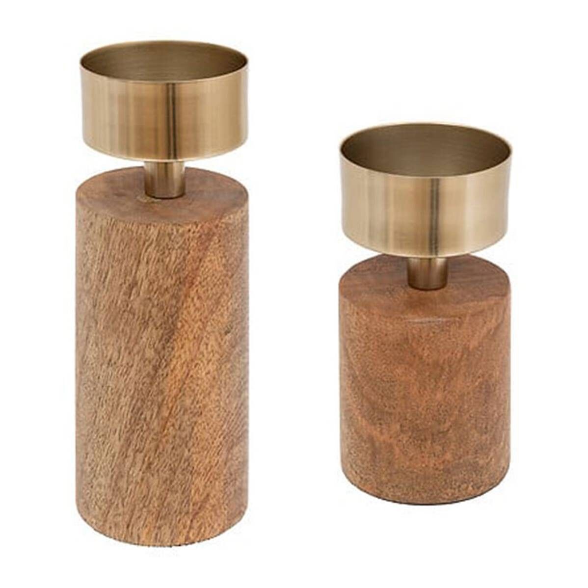 Set 2 Portacandele Legno Noyi h22