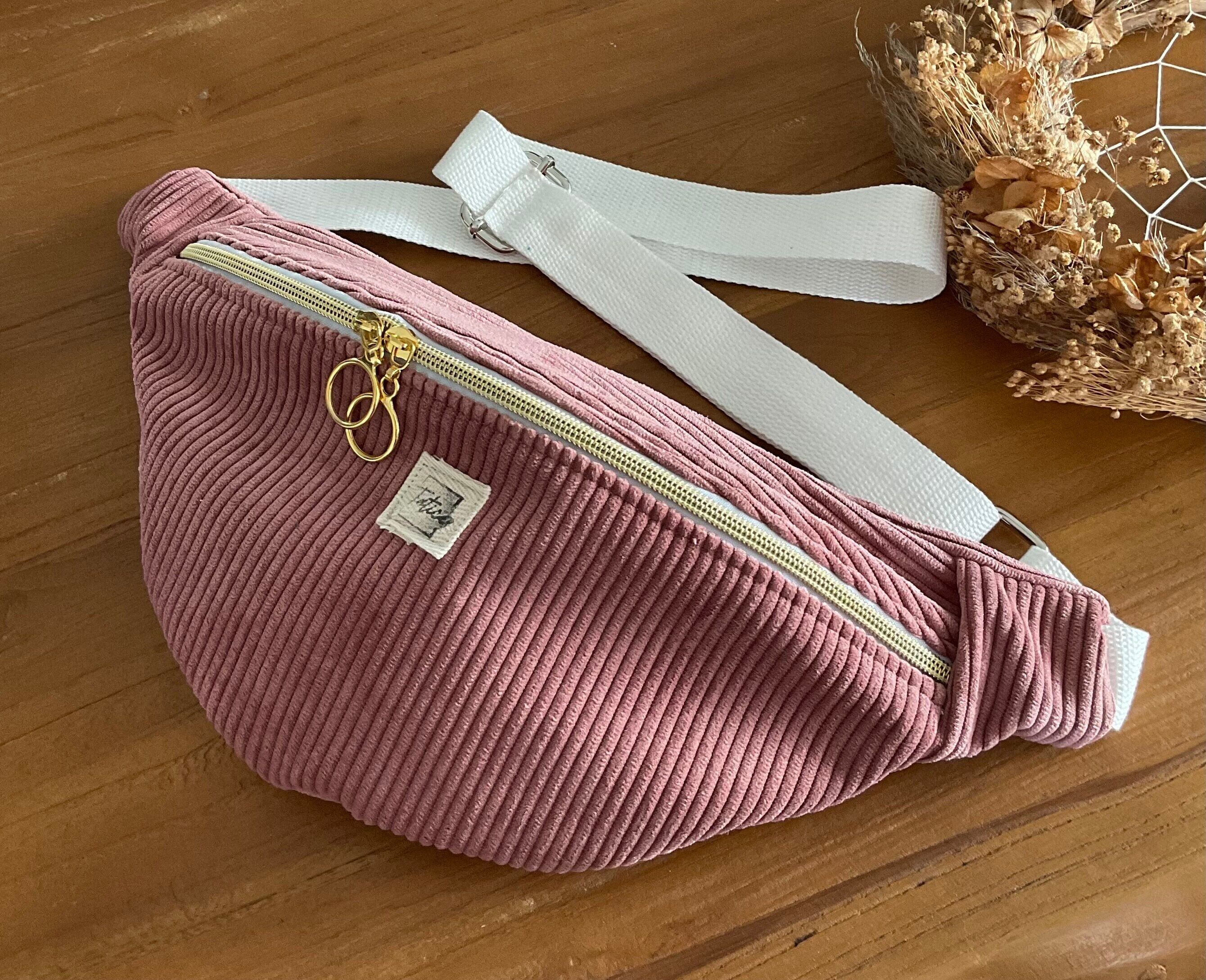 Marsupio in velluto a coste rosa antico