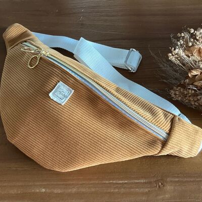 Sac banane velours côtelé jaune moutarde