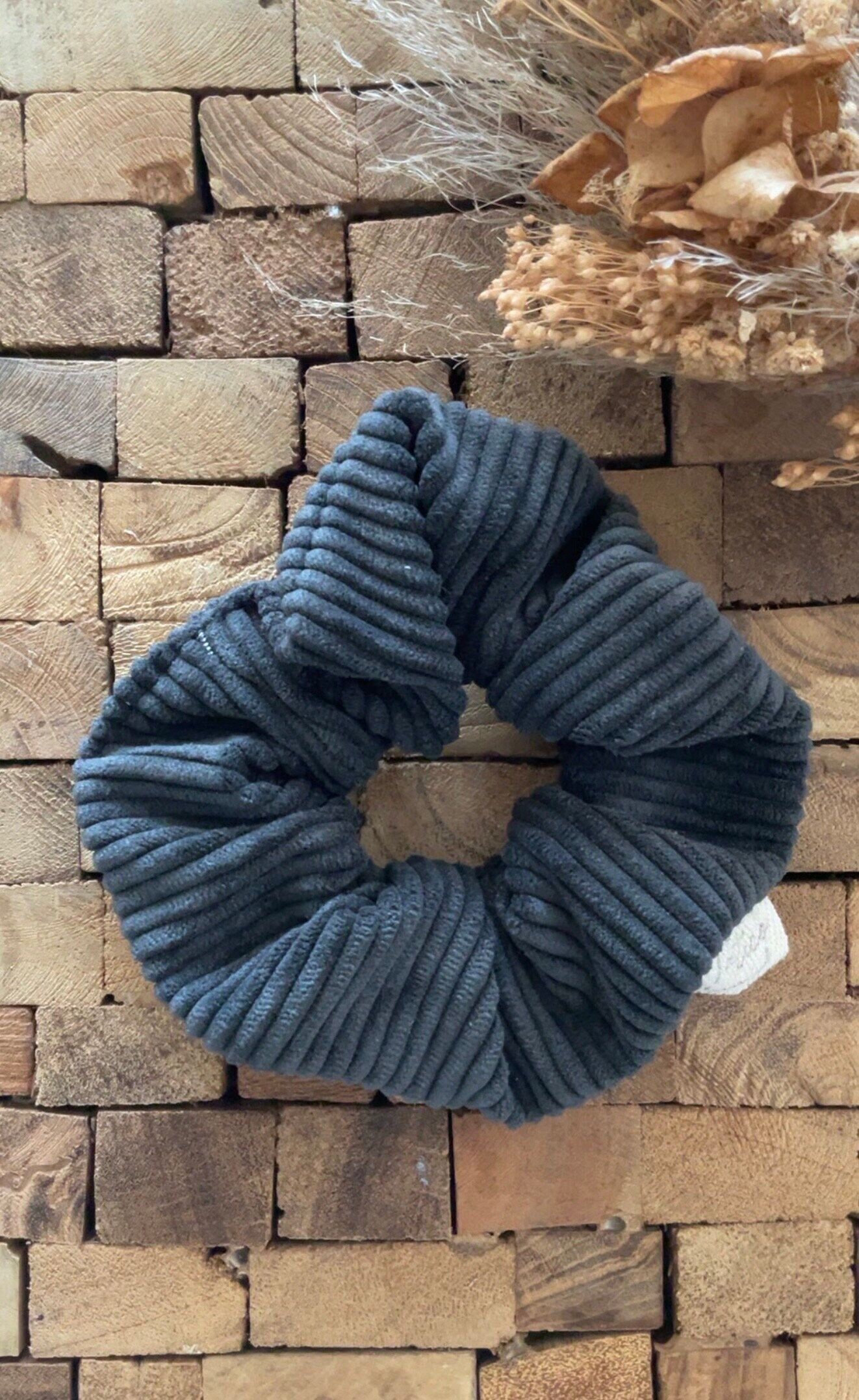 Black corduroy scrunchie