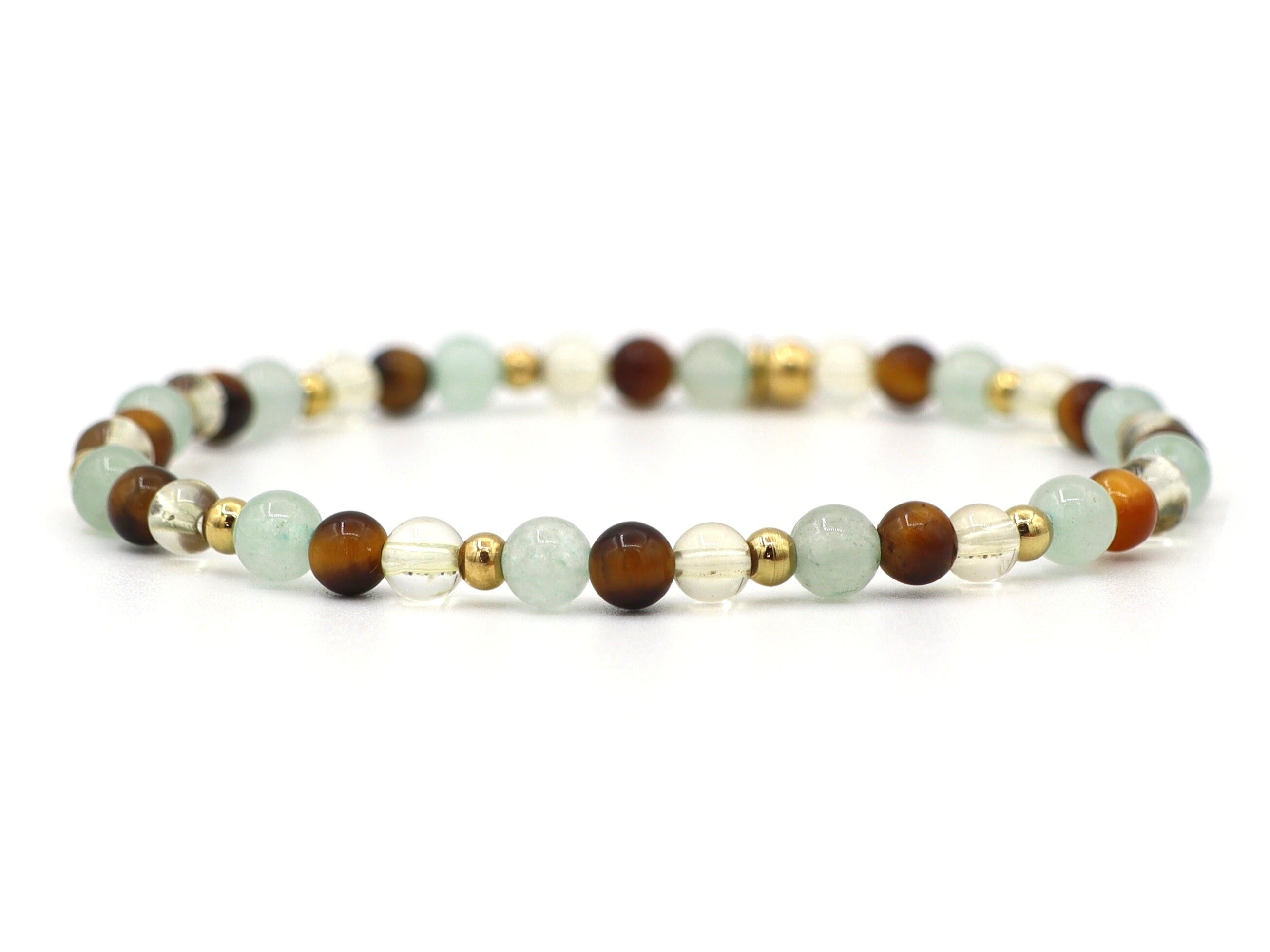 Bracciale in pietra naturale Happiness, argento e oro