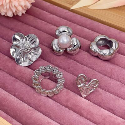 Juego de 5 anillos de acero inoxidable sin display SET97