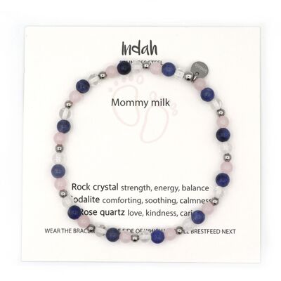Bracelet en pierre naturelle lait maternel, argent et or
