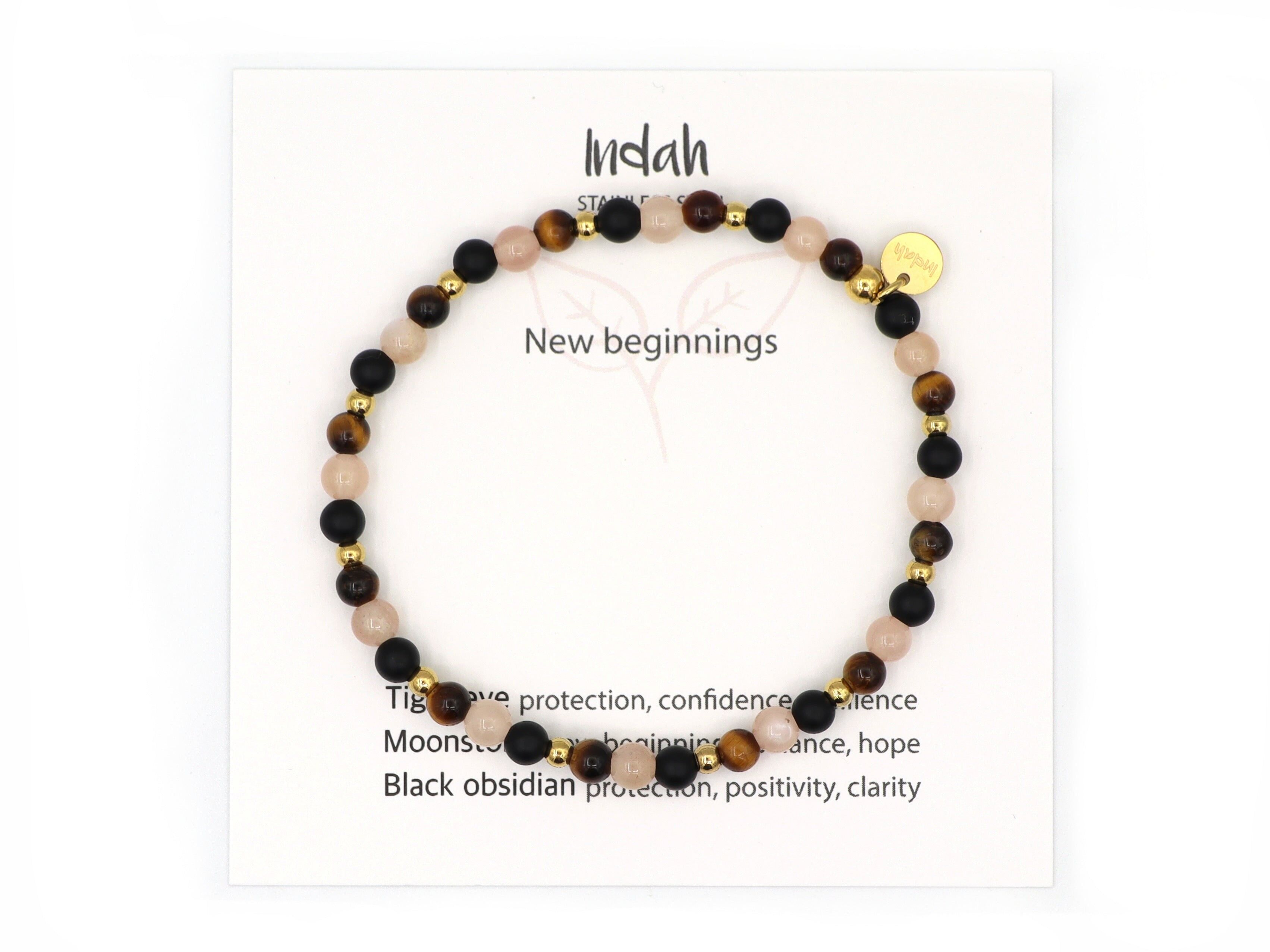 Bracciale in pietra naturale nuovi inizi, argento e oro