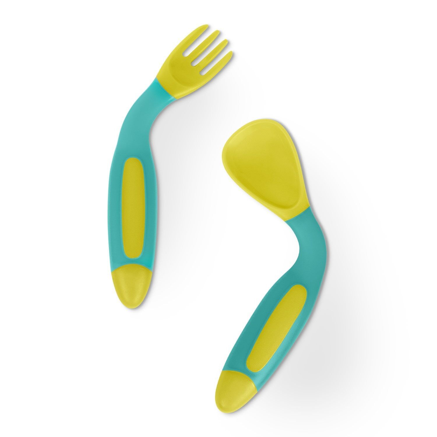 BABOO® flexible spoon and fork set, Lagoon Fiesta, 6+ months