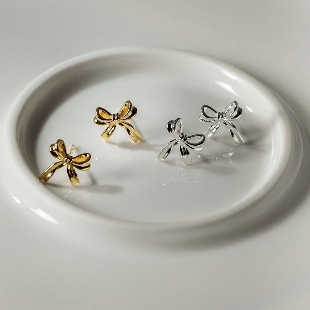 Boucles d'oreilles noeud - Or - Argent sterling 925 - Plaqué or 18 carats - Résistant à l'eau - Top tendance 2025