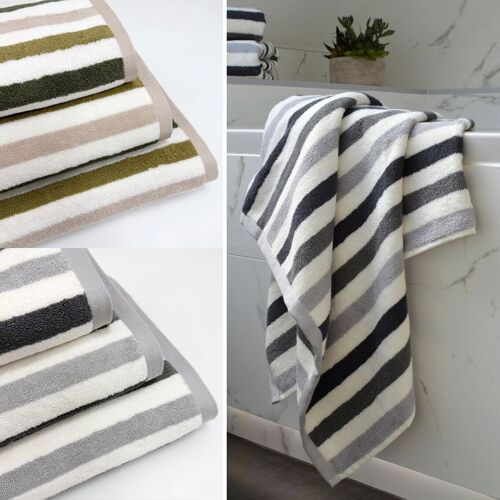 Cali Striped Towels 100% Cotton - Super Soft & Absorbent