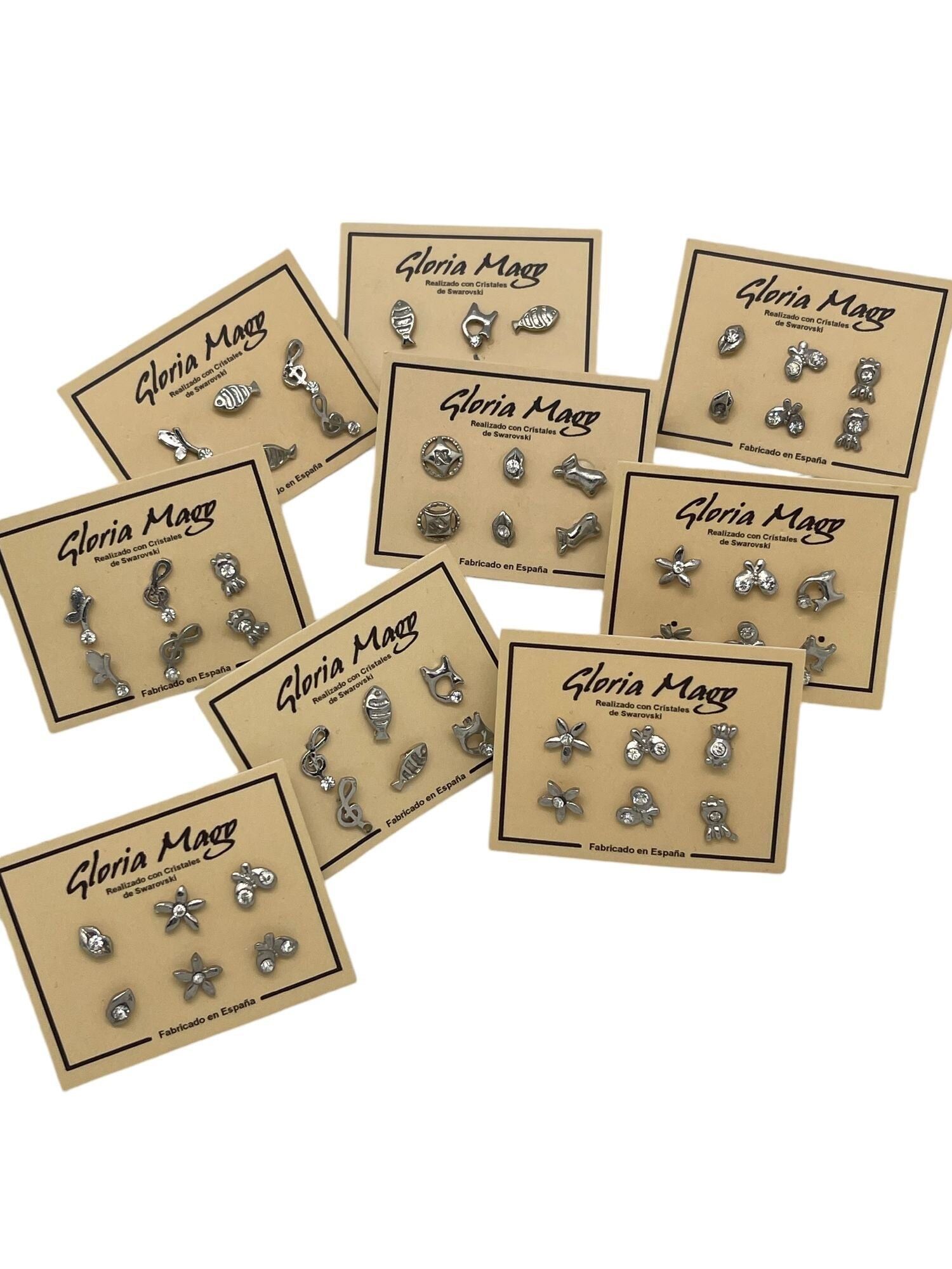 3 paia di mini orecchini di cristallo